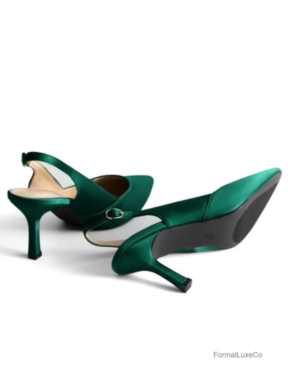 Slingback Kitten Heels Closed Pointed Toe Pumps Wedding Dress Shoes
